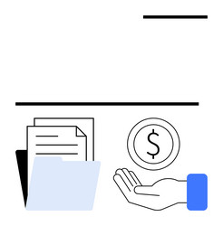 file folder documents and hand with coin vector image