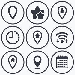 map pointer icons home food and user location vector image