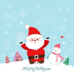 merry christmas card with santa claus snowman Vector Image