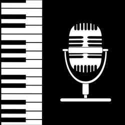 music background with keyboard and microphone vector image