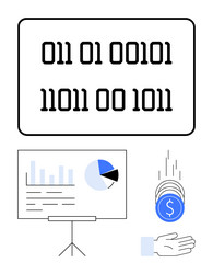 binary code data presentation and financial vector image