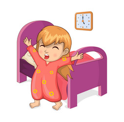 Girl waking up from sleep vector