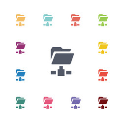 net folder flat icons set vector image