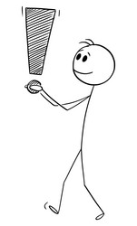 Contemplating stickman with exclamation mark Vector Image