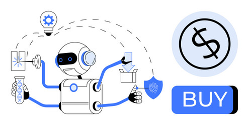 robot handling multiple tasks including technology vector image