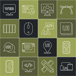 set line monitor mobile tablet ui ux design vector image