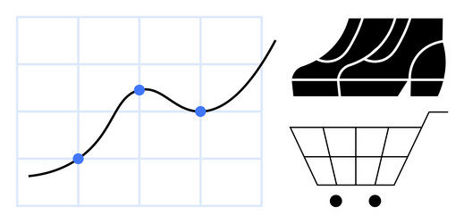 graph with data points and shopping cart vector image