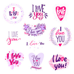 i love you calligraphy text phrases valentine day vector