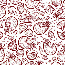 nautilus and shell seamless pattern vector image
