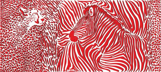 Zebra skin pattern with two heads Royalty Free Vector Image