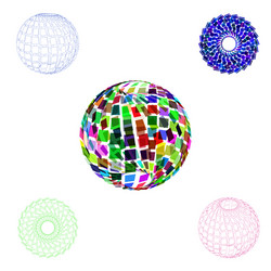 abstract polygonal broken sphere set 3d colorful vector image