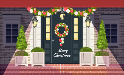 Christmas Door Decorations Vector Image