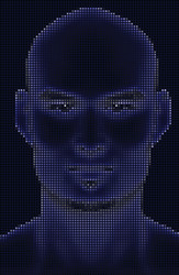 face halftone glowing vector