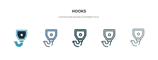 Hooks icon in different style two colored vector