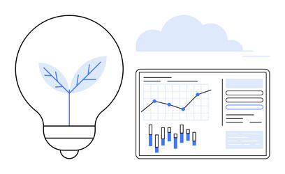 lightbulb with leaf growth symbol and data vector image