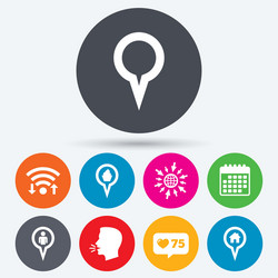map pointer icons home food and user location vector image