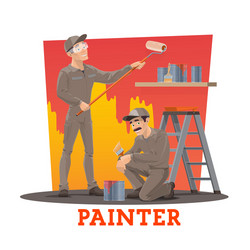 Painters painting wall service workers vector