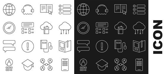 set line mobile phone open book network cloud vector image