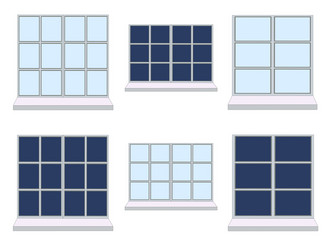 set of various window compositions vector image