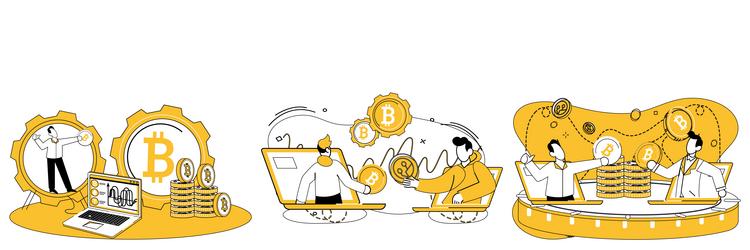 digital currency transactions and blockchain vector image