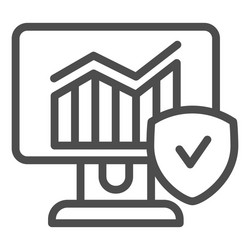 monitor with graph and checkmark line icon vector image