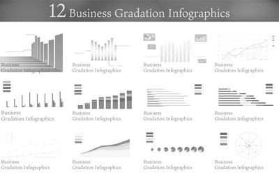 12 types of business graph set vector image
