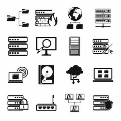 Big data icons set simple style vector