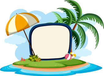 Empty banner template with summer beach element vector