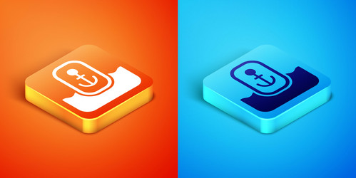 isometric map pointer with anchor icon isolated vector image