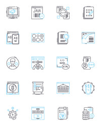 notebook computer linear icons set portable vector image
