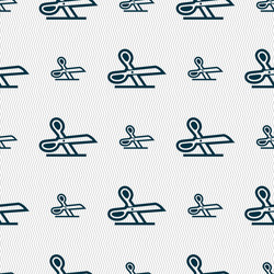 Scissors icon sign seamless pattern with geometric vector