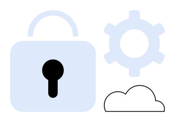 secure cloud computing with lock gear vector image