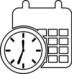 time clock with calendar isolated icon vector image
