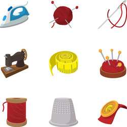 accessories for sewing workshop icons set vector