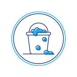 filled outline bucket with foam and bubbles icon vector image