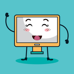 Monitor computer character kawaii style vector