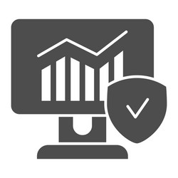 monitor with graph and checkmark solid icon vector image