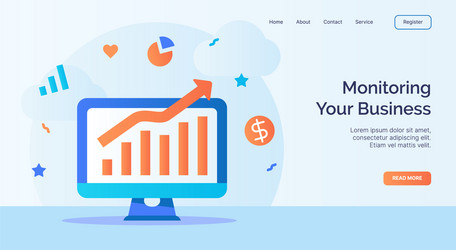 monitoring your business computer screen growth vector image
