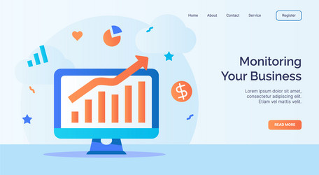 monitoring your business computer screen growth vector