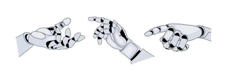 set of robotic arms in different gesture vector image