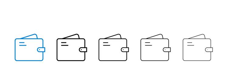 wallet icons in five different stroke sizes vector image