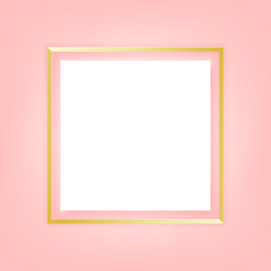 golden blank square photo frame on pink background vector