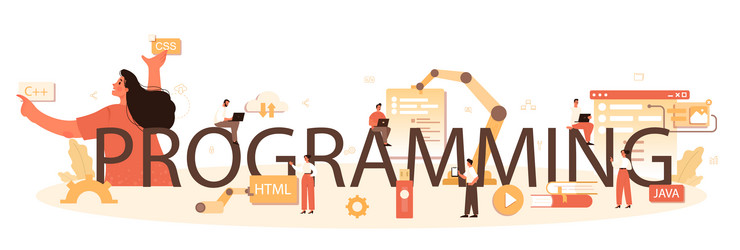 programming typographic header building vector