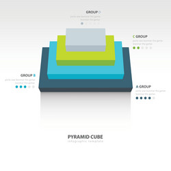 pyramid cube infographic top view 4 color vector