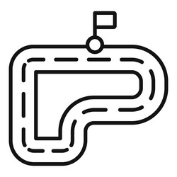 racing track with finish line flag icon outline vector image