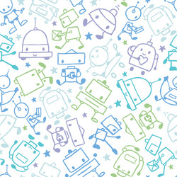 Robots Doodle Pattern Background vector image