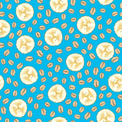 seamless pattern with oat flakes and bananas vector image