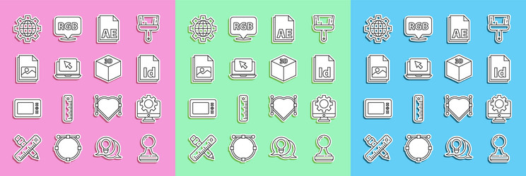 set line stamp computer monitor and gear id file vector image