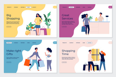Shopping Characters Landing Page vector image