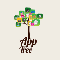 App icons with a tree over white background vector